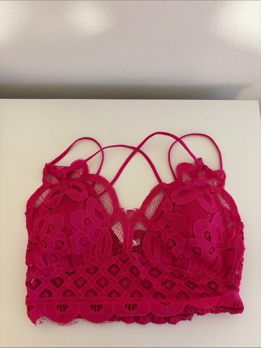Zenana Outfitters Hot Pink Lace Bandeau Bralette